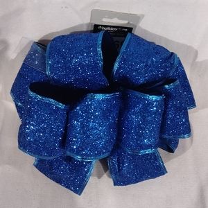 NEW Decorative Glitter Sapphire Wire Bow Large 6 x 8